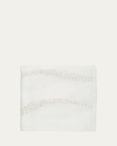 Kim Seybert Pin Dot Tablecloth, 66" X 126" In Gold/silver