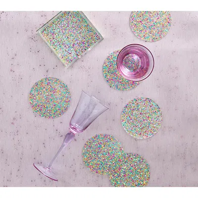 Kim Seybert Prism Coaster In Multi, Set Of 6 In A Caddy