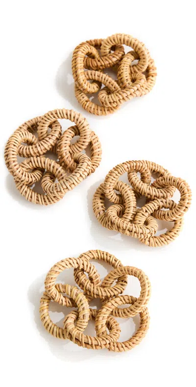 Kim Seybert Rattan Link Napkin Ring Set Of 4 Natural In Neutral