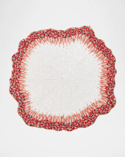 Kim Seybert Reef Chic Beaded Placemat In White/coral/turq