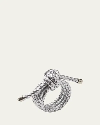 Kim Seybert Rope Knot Silver Faux Leather Napkin Ring