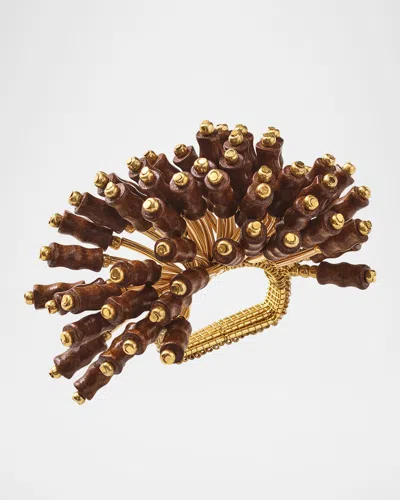 Kim Seybert Royal Palm Napkin Ring In Brown