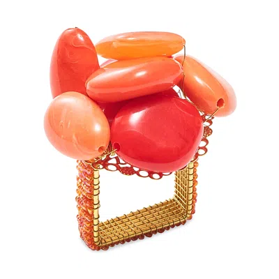 Kim Seybert Sea Stone Napkin Ring In Orange