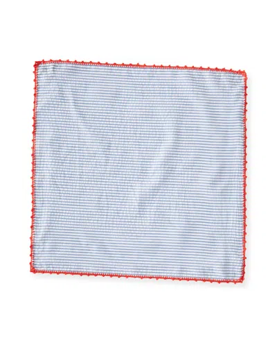 Kim Seybert Seersucker Napkin In Navy/red