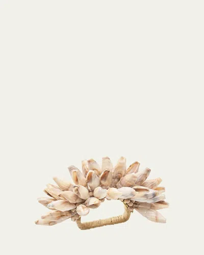 Kim Seybert Shell Fringe Napkin Ring In Ivory/brown