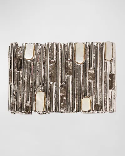 Kim Seybert Silver Matrix Napkin Ring In Gray