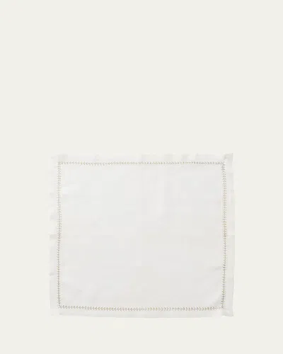 Kim Seybert Silver/gold Herringbone Napkin In White