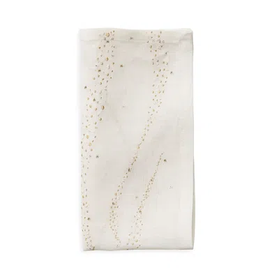 Kim Seybert Star Spray Napkin In White/gold
