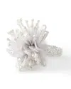 Kim Seybert Starburst Beaded Napkin Ring In White