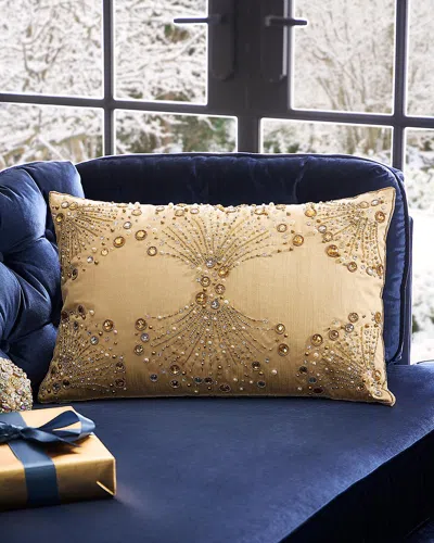 Kim Seybert Stardust Beaded Decorative Pillow, 14" X 22" In Gold