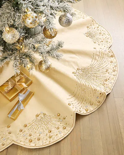 Kim Seybert Stardust Beaded Tree Skirt In Gold