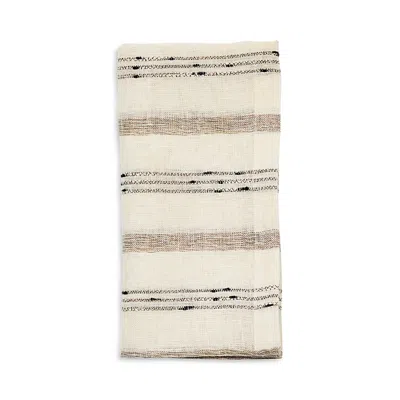Kim Seybert Stria Napkin In Ivory & Black In White
