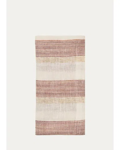 Kim Seybert Striped Linen-blend Napkin In Brown