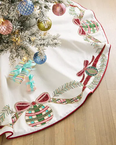 Kim Seybert Tartan Tidings Beaded Tree Skirt In Multi