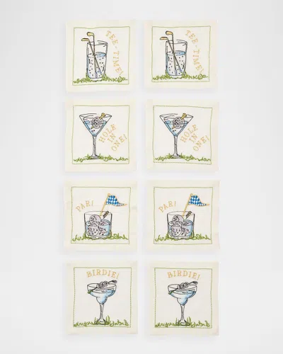 Kim Seybert Tee Time Embroidered Cocktail Napkins, Set Of 8