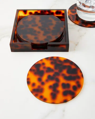 Kim Seybert Tortoise Coasters, Set Of 6 In Orange