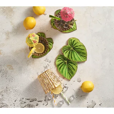 Kim Seybert Tropicana Coasters In Green, Set Of 4 In Multi