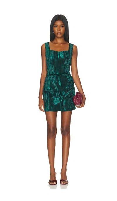 Kim Shui Adora Crushed Velvet Mini Dress In Green