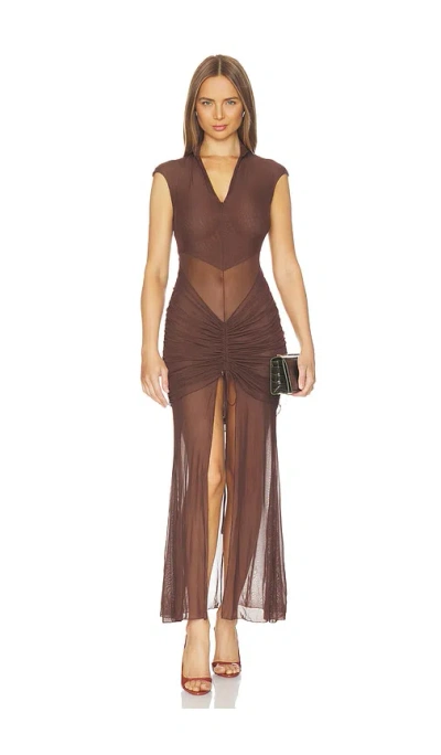 Kim Shui Anai Mesh Dress In Brown
