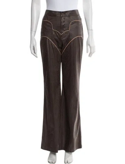 Pre-owned Kim Shui Animal Print Flared Pants In Brown
