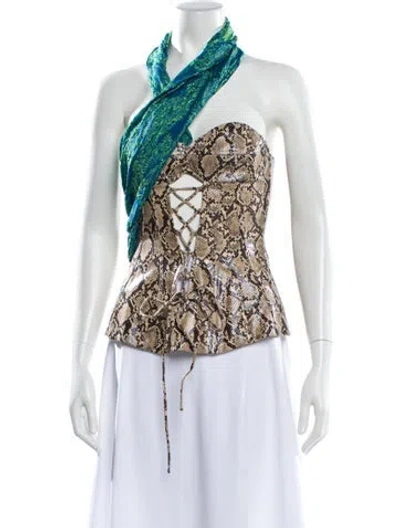 Pre-owned Kim Shui Animal Print One-shoulder Top In Multi
