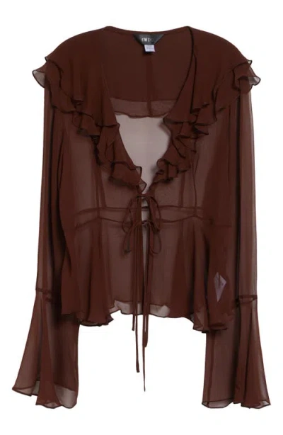Kim Shui Arianna Silk Chiffon Tie Shirt In Brown
