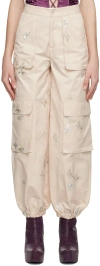 Kim Shui Beige Butterfly Trousers In Nude
