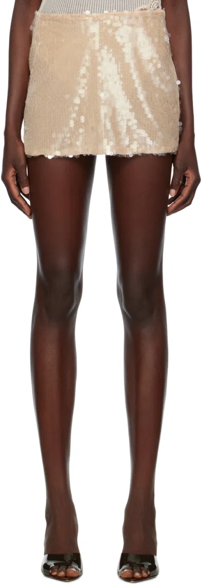 Kim Shui Beige Paillette Miniskirt In Champagne