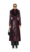 Kim Shui Bordeaux Faux Fur Collar Coat In Wine