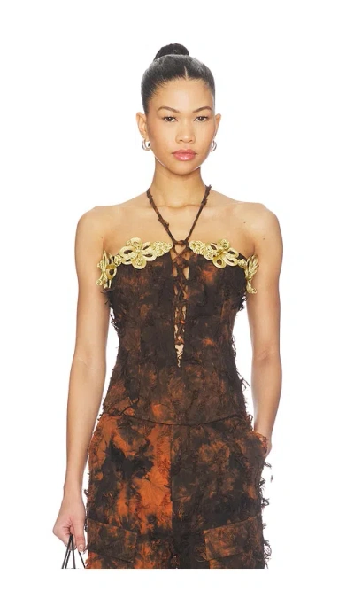 Kim Shui Burnt Orange Corset In Multi