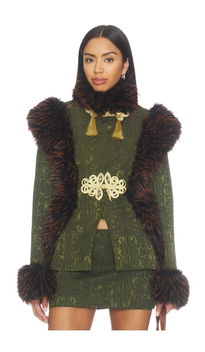 Kim Shui Chi Brocade Jacket In Green