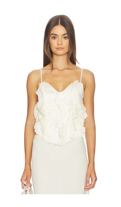 Kim Shui Emma Lace Up Bustier Top In White