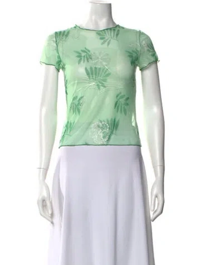 Pre-owned Kim Shui Floral Print Crew Neck Top W/ Tags In Green