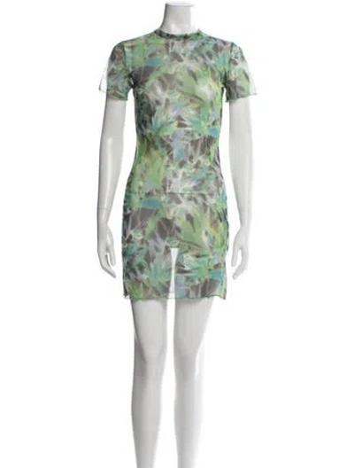Pre-owned Kim Shui Floral Print Mini Dress In Green