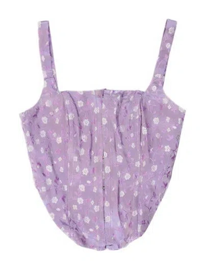 Pre-owned Kim Shui Floral Print Scoop Neck Top In Purple
