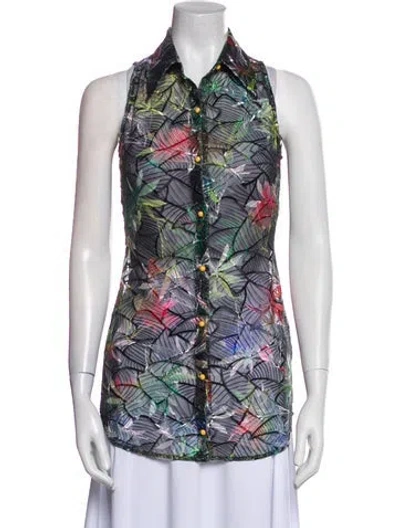 Pre-owned Kim Shui Floral Print Sleeveless Blouse In Black