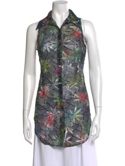 Pre-owned Kim Shui Floral Print Sleeveless Top In Black