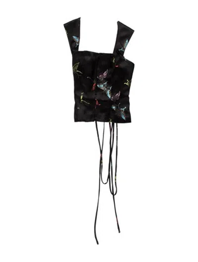 Pre-owned Kim Shui Floral Print Tie Neck Top In Blue