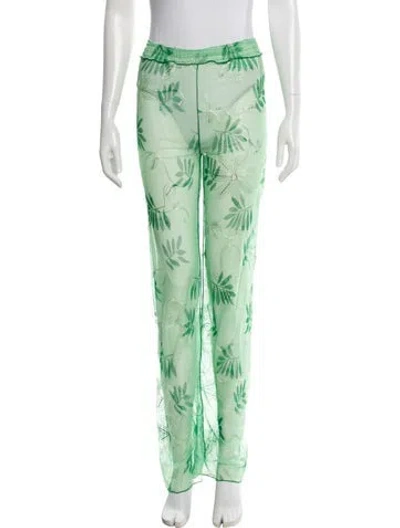 Pre-owned Kim Shui Floral Print Wide Leg Pants In Green
