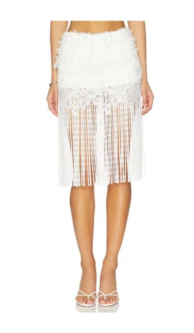 Kim Shui Fringe Skirt In White