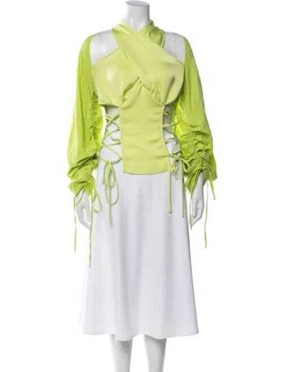 Pre-owned Kim Shui Graphic Print Asymmetrical Top In Green