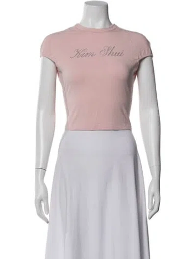 Pre-owned Kim Shui Graphic Print Crew Neck Crop Top In Pink