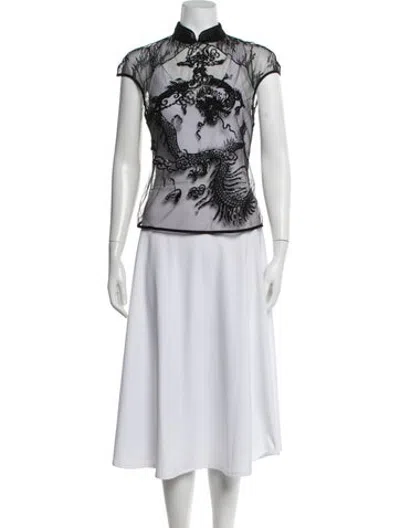 Pre-owned Kim Shui Graphic Print Short Sleeve Top In Black