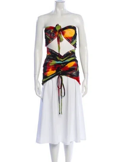 Pre-owned Kim Shui Graphic Print Strapless Crop Top In Multi