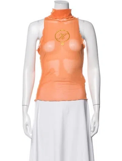 Pre-owned Kim Shui Graphic Print Turtleneck Top In Orange