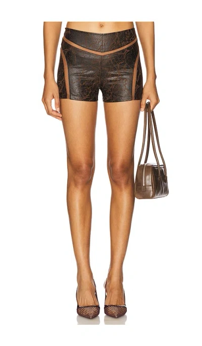 Kim Shui Kintsugi Panel Short In Brown