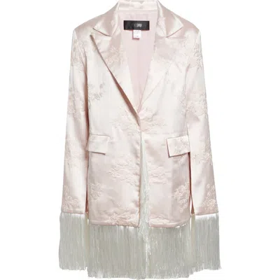 Kim Shui Kyla Embroidered Fringe Silk Satin Jacket In Pink