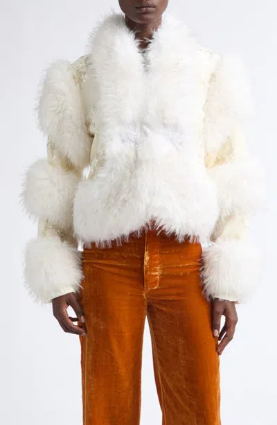 Kim Shui Kyla Faux Fur Coat In Ivory