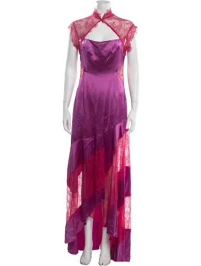 Pre-owned Kim Shui Lace Pattern Long Dress In Pink