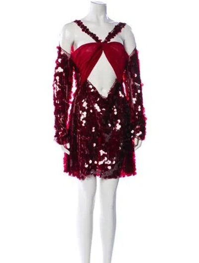 Pre-owned Kim Shui Lace Pattern Mini Dress In Red